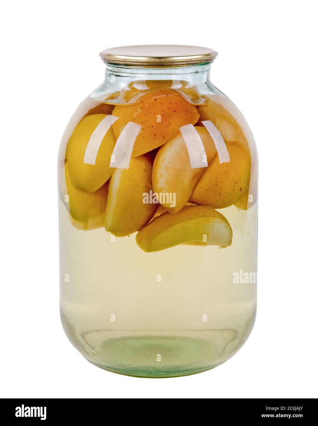 Compote de pommes et de poires dans un pot en verre. Isolé sur blanc Photo  Stock - Alamy