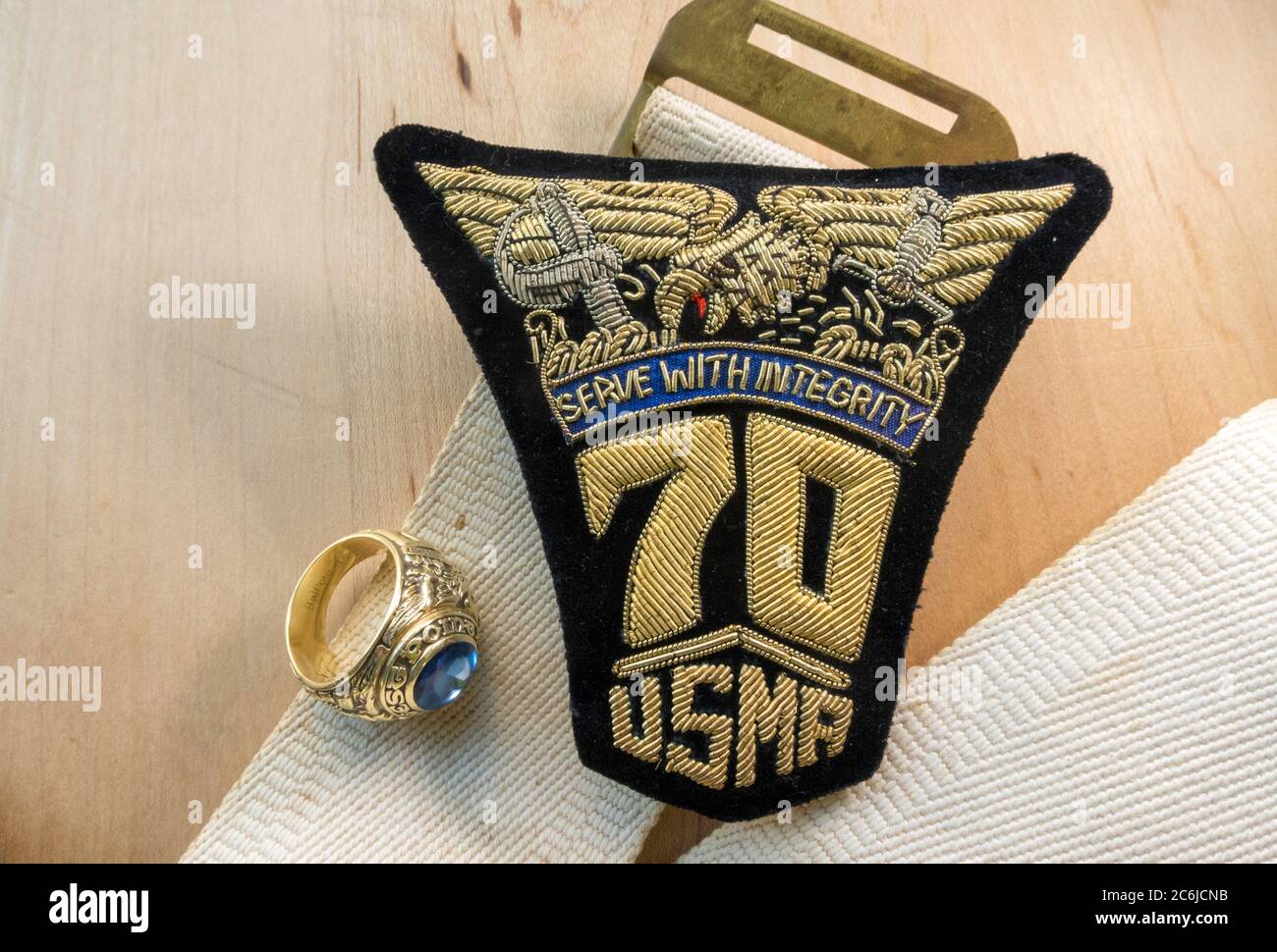Bague de classe 1970 et blazer patch de l'Académie militaire des États-Unis Banque D'Images