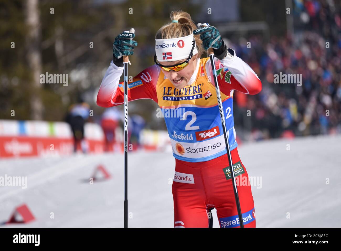 Therese Johaug, en Norvège, en skiathlon aux Championnats du monde nordique FIS 2019, Seefeld, Autriche. Banque D'Images