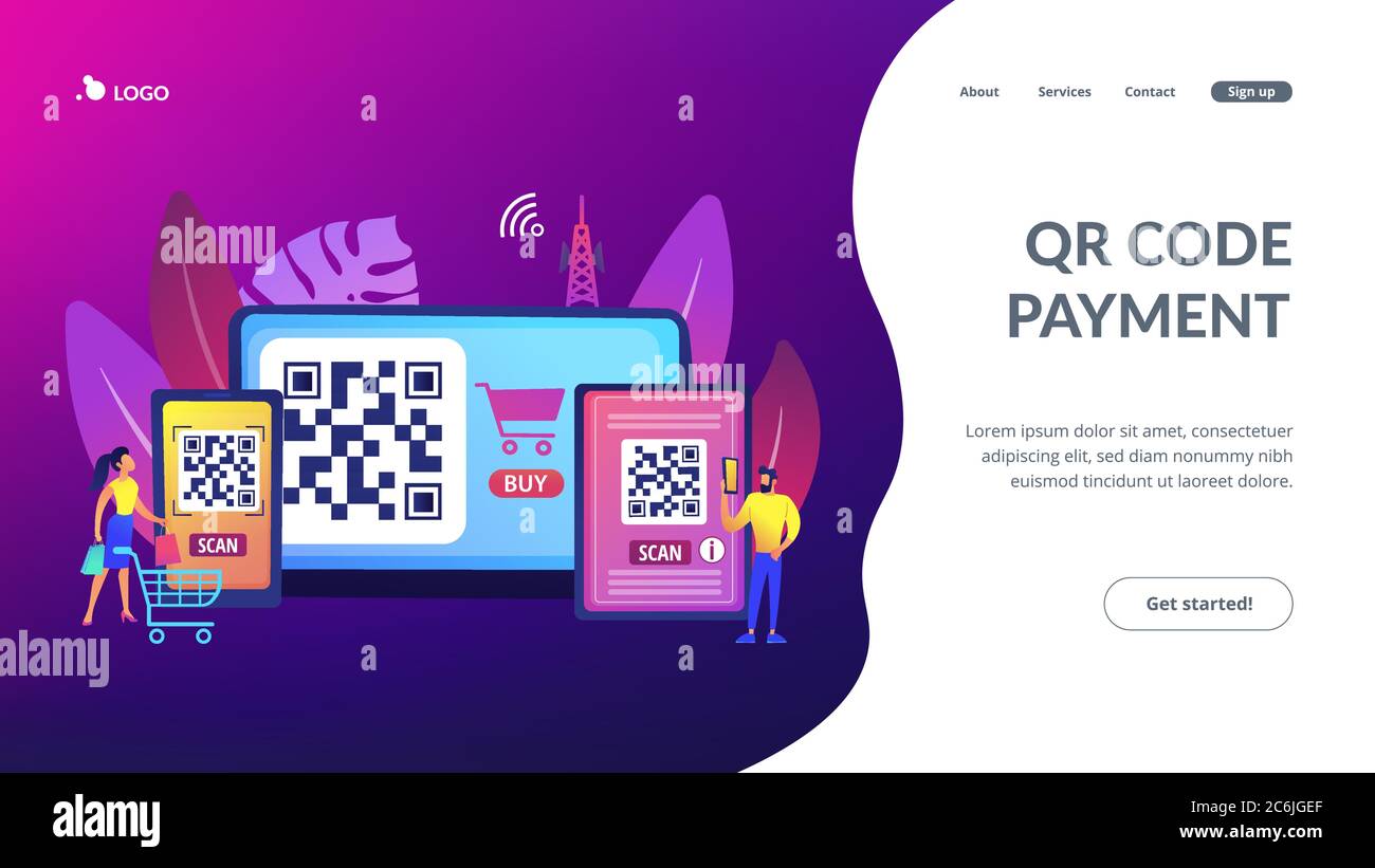 Page de renvoi du concept de code QR Illustration de Vecteur