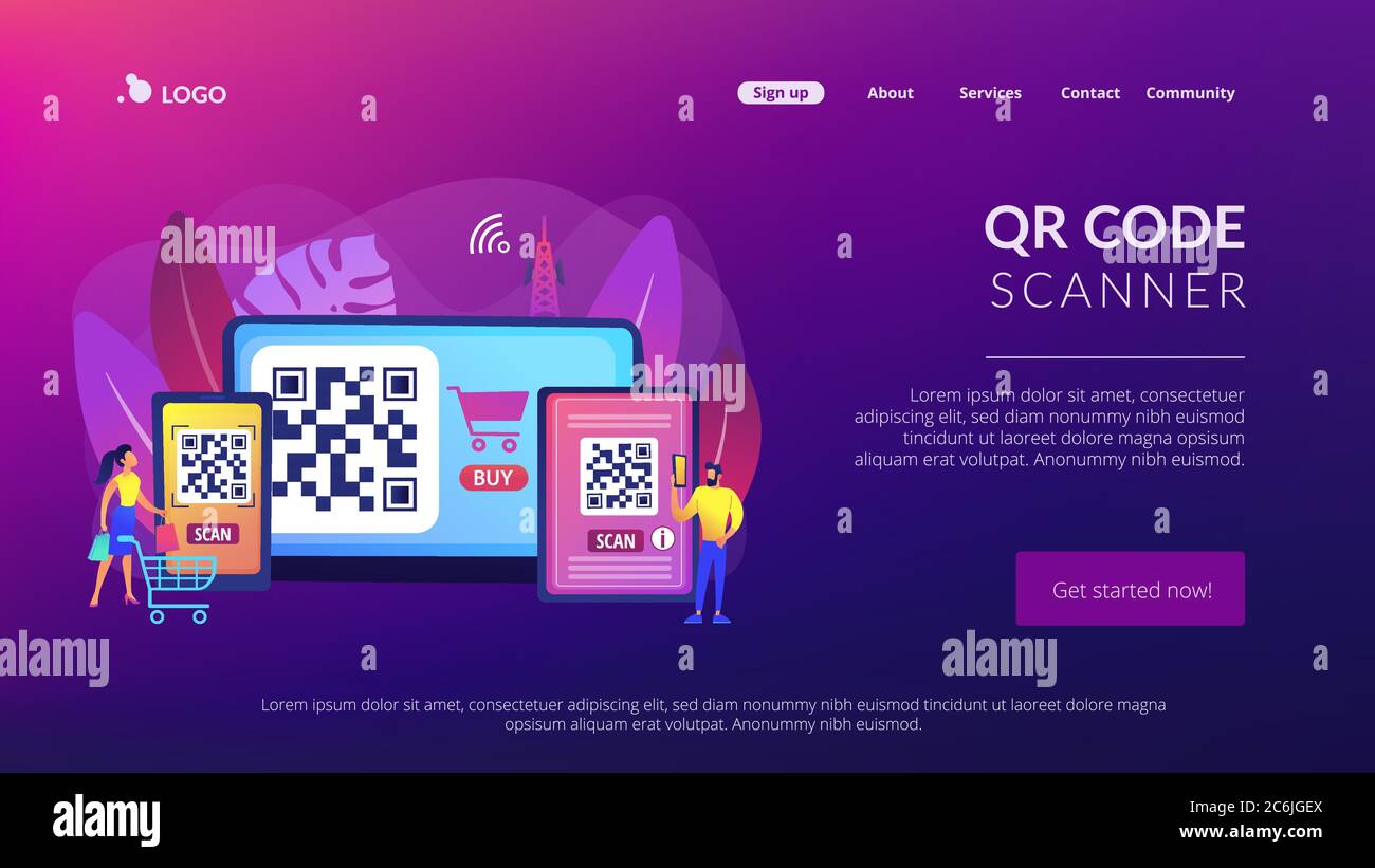 Page de renvoi du concept de code QR Illustration de Vecteur