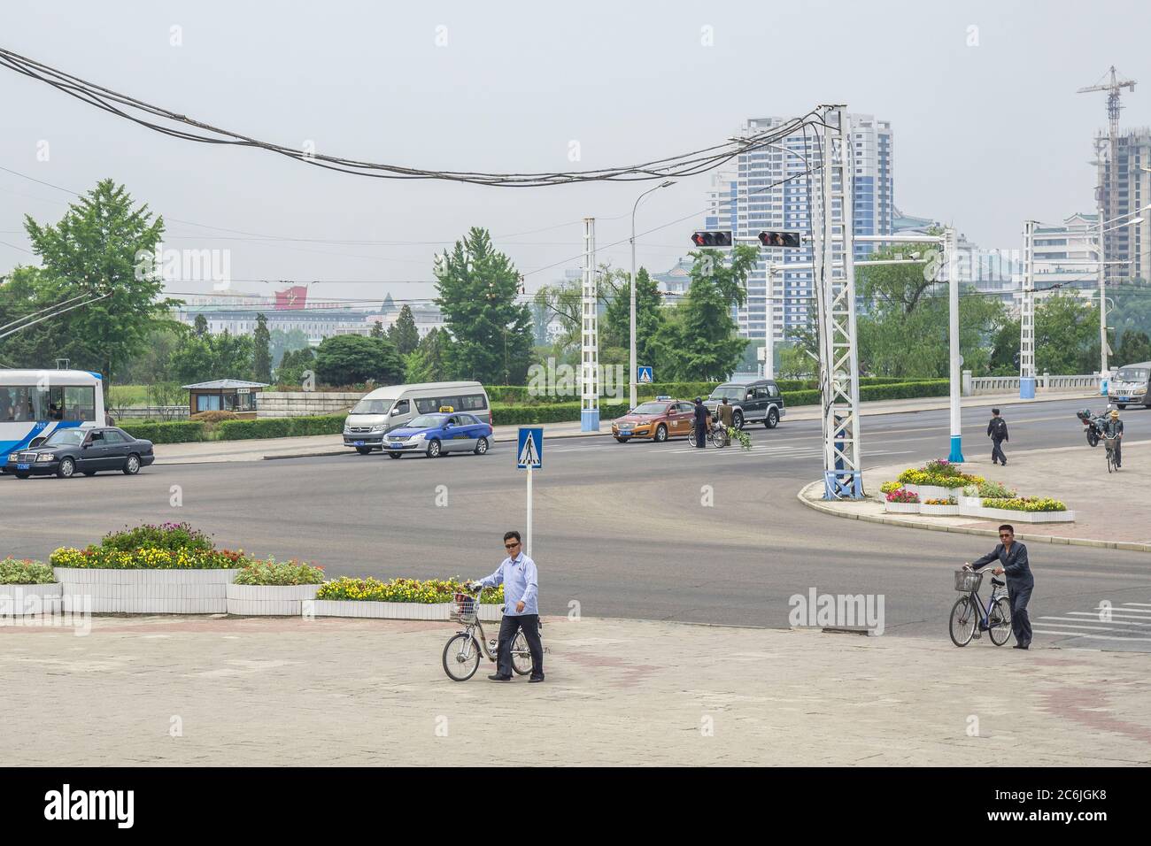 Ville typique de rue, Pyongyang, République populaire démocratique de Corée (RPDC), Corée du Nord Banque D'Images