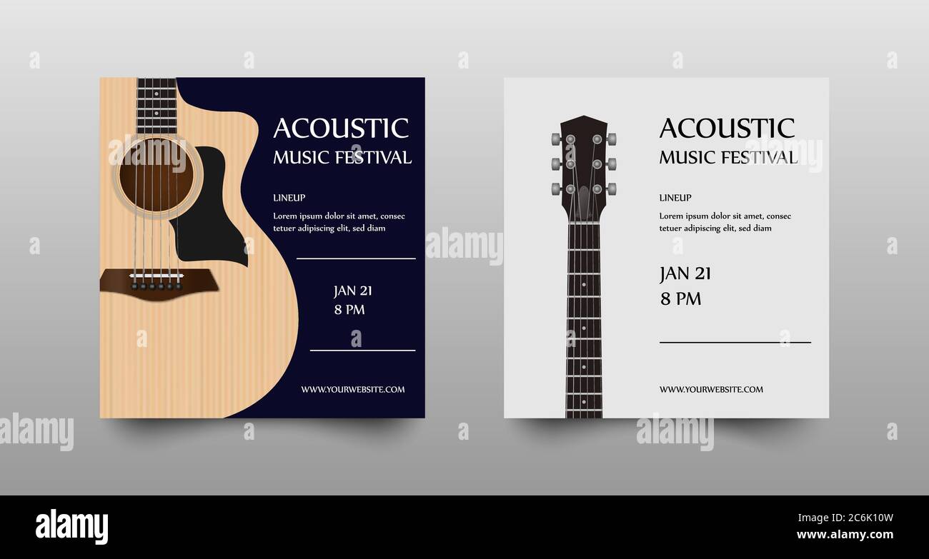 Modèle d'affiche de la circulaire de concert de festival de musique acoustique, illustration vectorielle Illustration de Vecteur