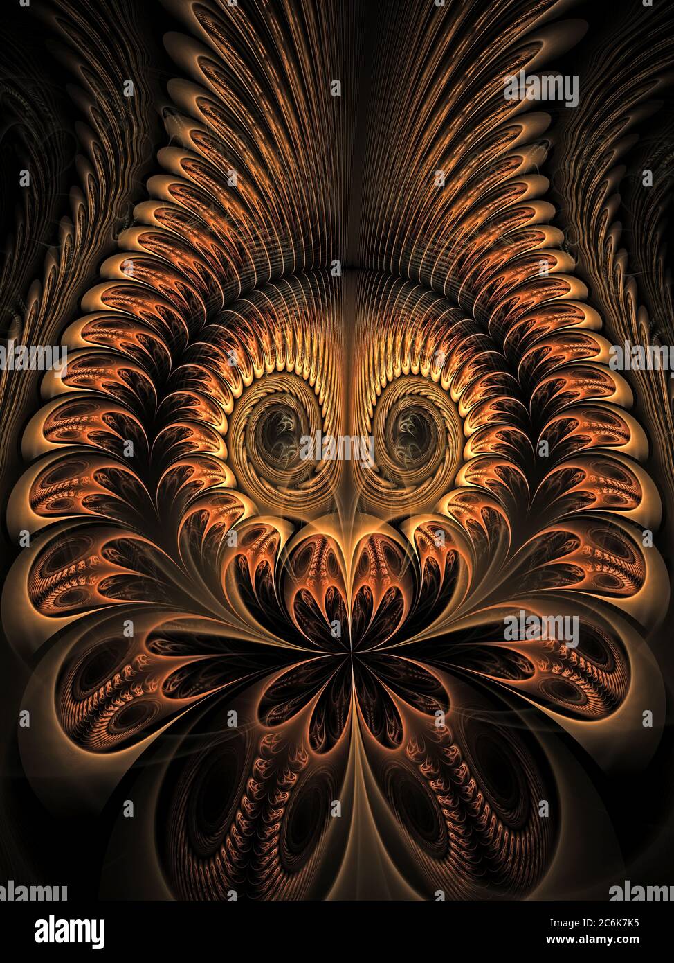 Hibou abstrait - Art fractal flamme Banque D'Images