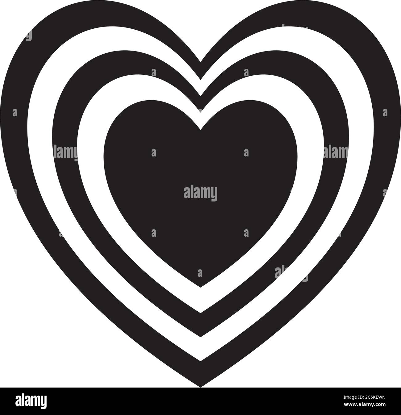 Coeurs à l'intérieur coeur style silhouette conception icône de l'amour passion et thème romantique illustration vectorielle Illustration de Vecteur