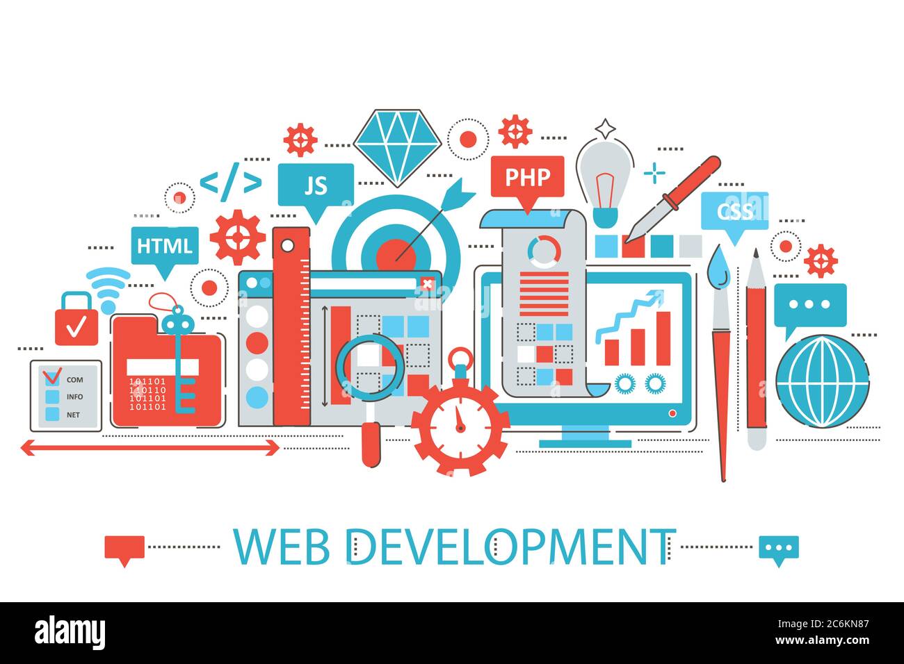 Conception moderne de ligne mince plate concept de développement Web pour le site Web de bannière, la présentation, la brochure et l'affiche Illustration de Vecteur