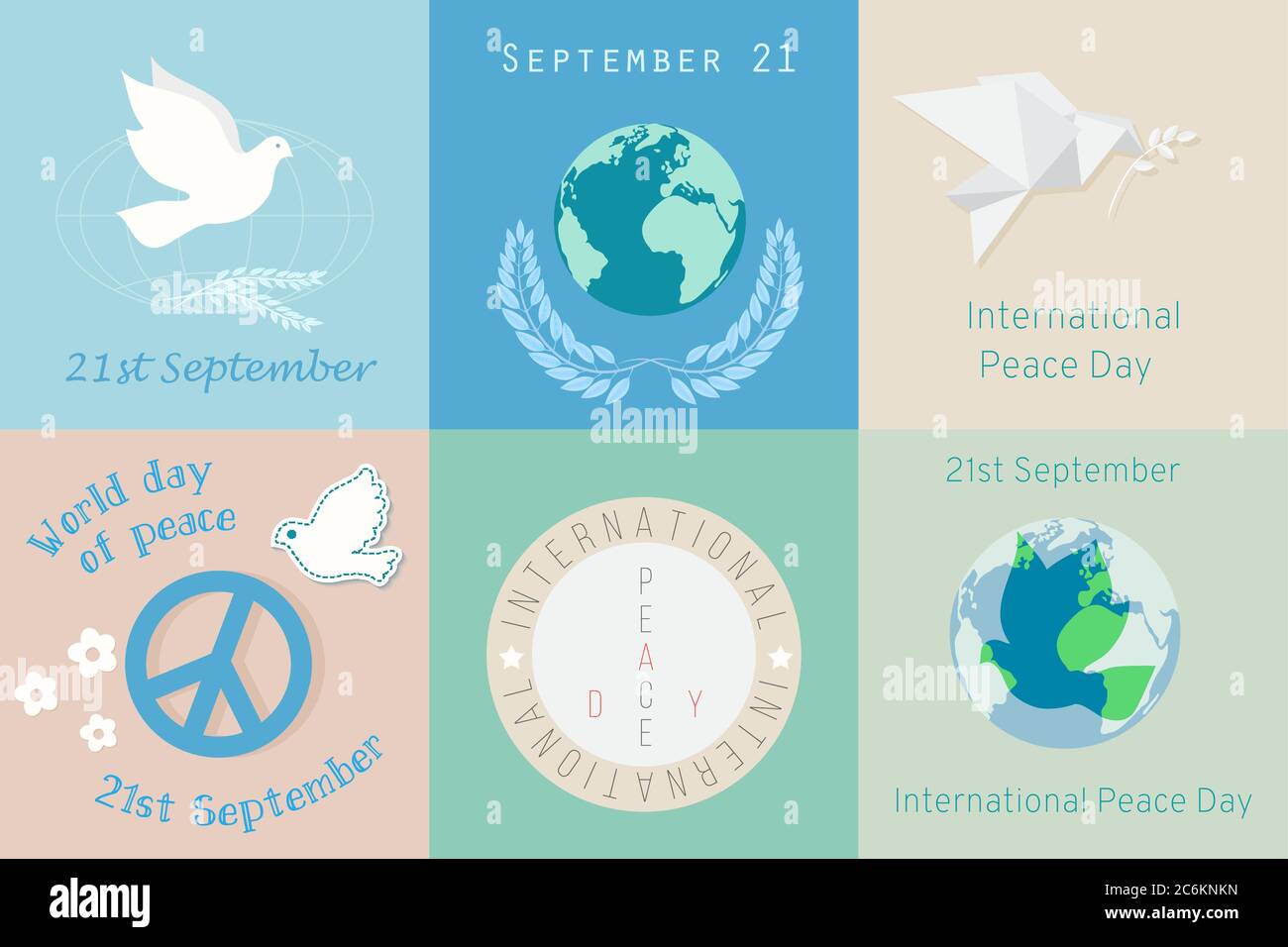 Symboles de la Journée internationale de la paix. Logo de modèle d'affiche différent Illustration de Vecteur