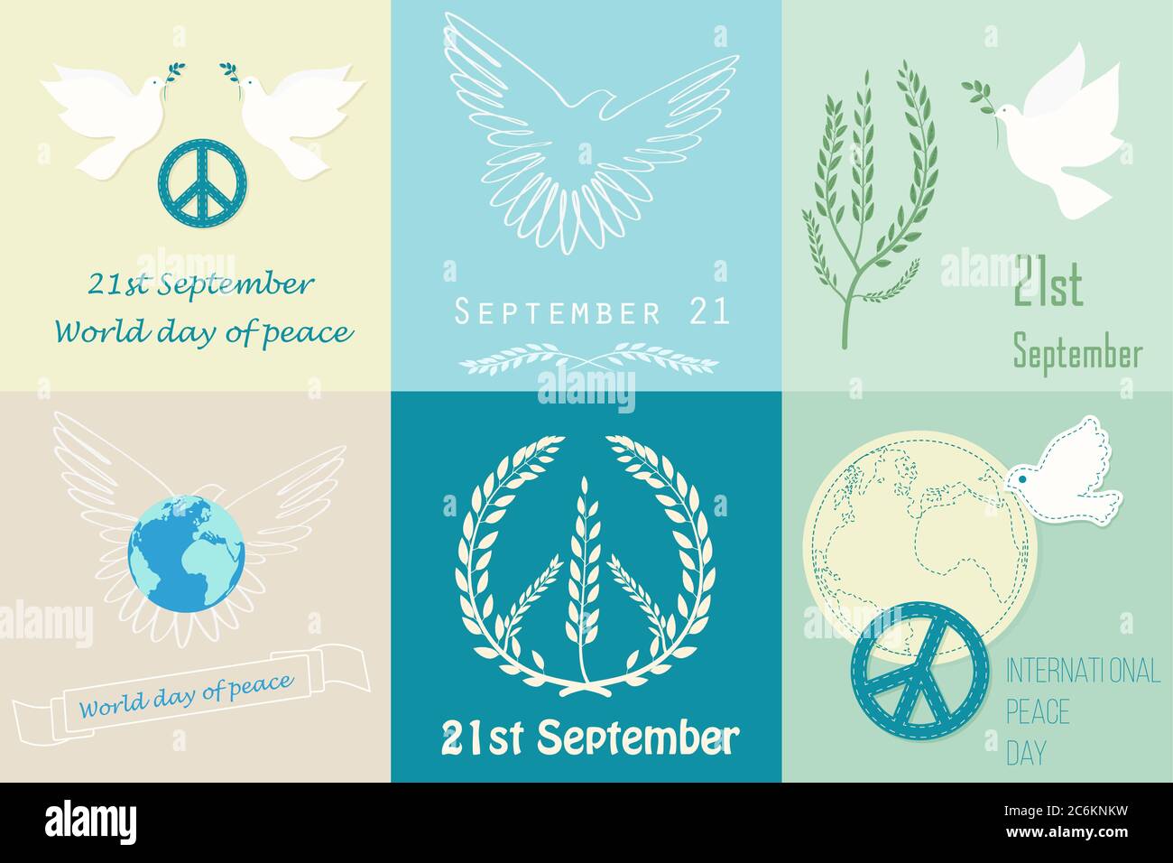 Symboles de la Journée internationale de la paix. Logo du modèle d'affiche Illustration de Vecteur