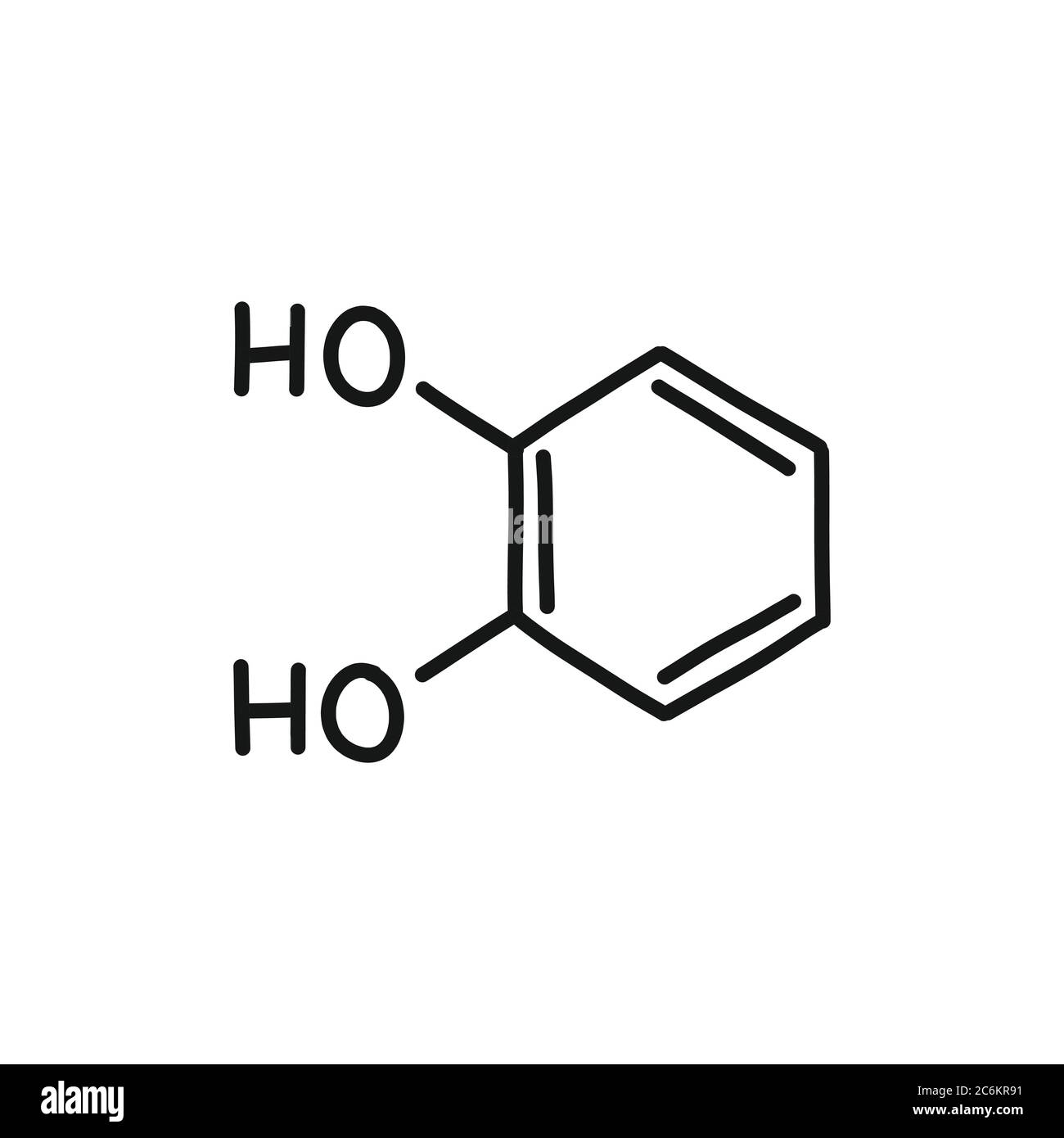 icône de la formule chimique du catéchol, illustration de la ligne vectorielle Illustration de Vecteur