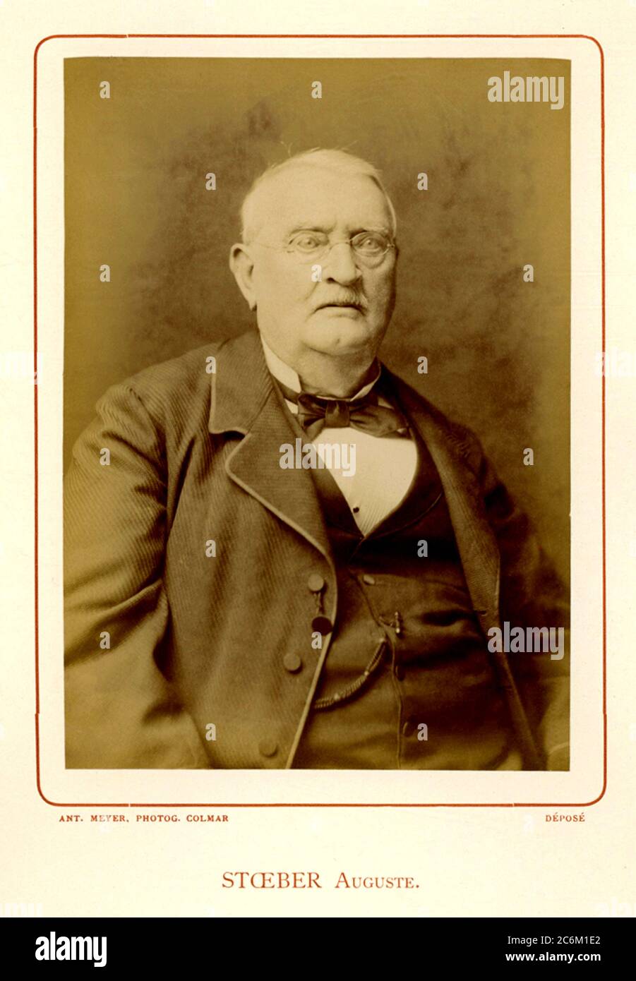 1875 c, FRANCE : l'érudit français , collectionneur de folklore et poète  AUGUSTE STOEBER ( Stöber - 1808 - 1884 ), portrait d'Antoine Meyer , Colmar  . STÖBER composa la poésie et