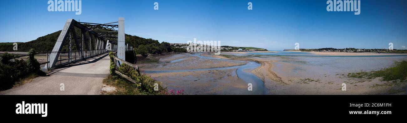 Panorama du pont Little Petherick Creek - Camel Trail à Padstow, Cornwall, Angleterre Banque D'Images