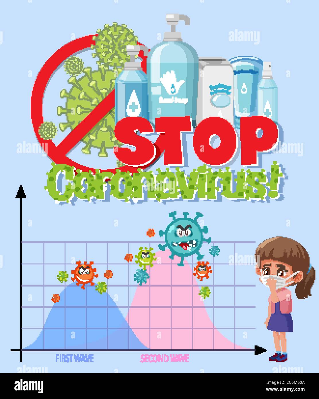 Illustration de la deuxième vague du virus Corona Illustration de Vecteur