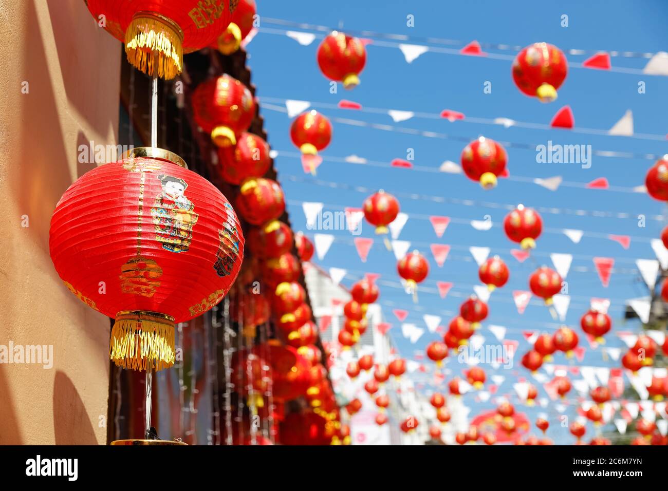 Le nouvel an chinois lanternes dans China Town. Banque D'Images