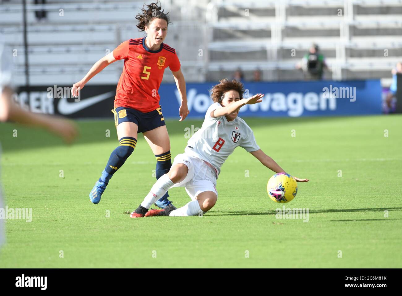 L'Espagne contre le Japon au stade Orlando City à Orlando en Floride pendant le tournoi She Believe. Crédit photo : Marty Jean-Louis Banque D'Images