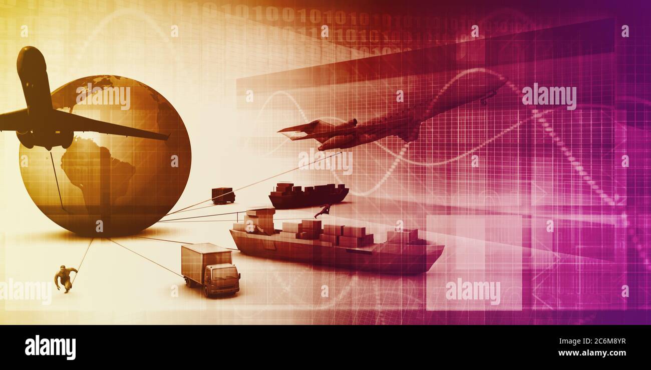 Système de livraison de colis concept commercial logistique mondial Banque D'Images