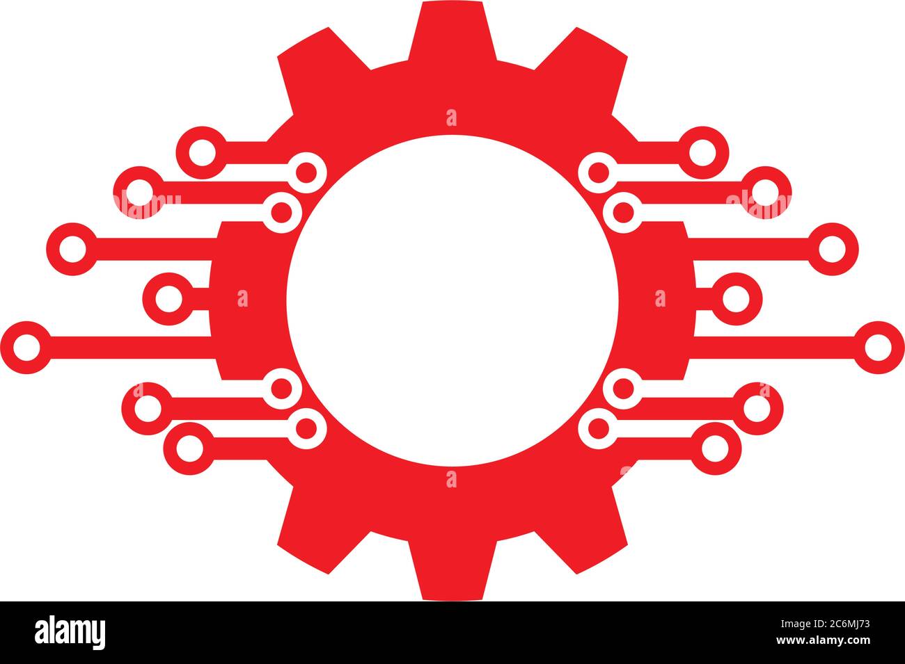 Engrenage rouge avec circuit de technologie Illustration de Vecteur