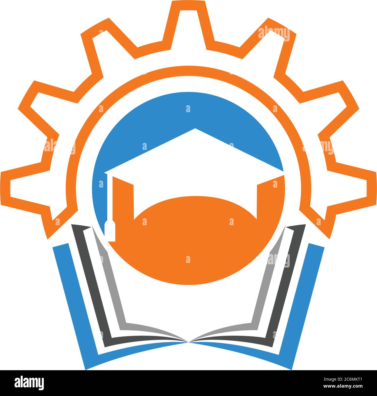 Livre avec chapeau de remise de diplômes et équipement Illustration de Vecteur