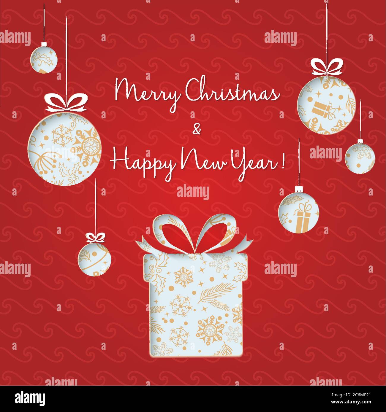 Boules de Noël et cadeaux verts abstraits coupés en papier sur fond rouge. Joyeux Noël et nouvel an. Carte postale de Noël Illustration de Vecteur Boules de Noël et cadeaux verts abstraits coupés en papier sur fond rouge. Joyeux Noël et nouvel an. Carte postale de Noël Illustration de Vecteur