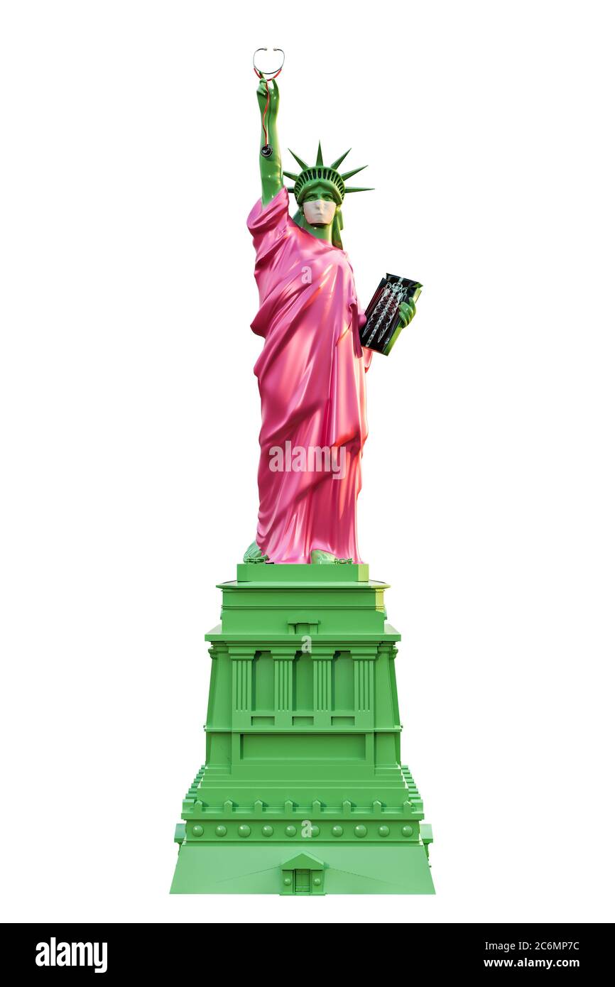 statue liberty avec masque chirurgical 3d Banque D'Images