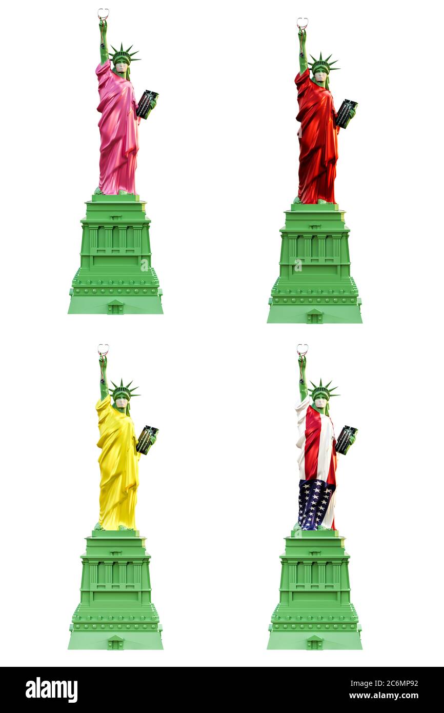 statue liberty avec masque chirurgical 3d Banque D'Images