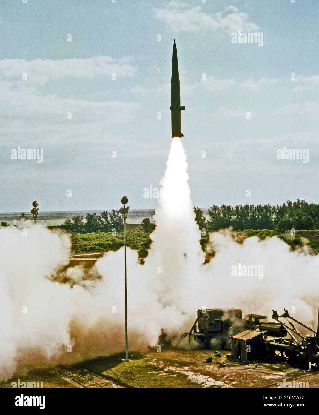 Un missile Pershing est lancé à partir de 16 complexes. Banque D'Images