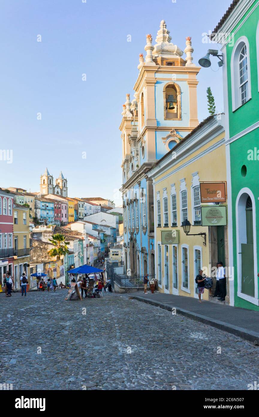 Salvador de Bahia, vue Pelourinho avec des bâtiments colorés, Brésil, Amérique du Sud Banque D'Images