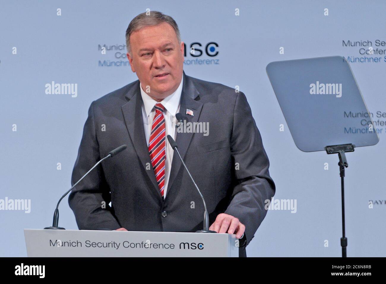 Le secrétaire d'État américain Michael R. Pompeo prononce un discours liminaire à la Conférence de Munich sur la sécurité, le 15 février 2020 Banque D'Images