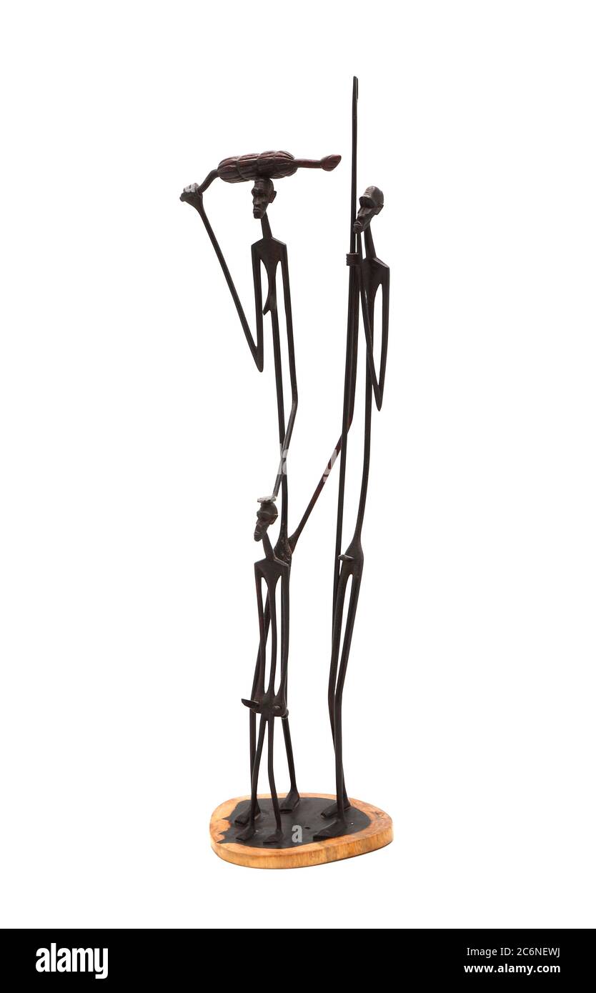Figurine miniature en bois ébène sur fond clair dans un design inhabituel. Le travail d'un maître inconnu. Souvenir. Afrique de l'est, 11 juillet 2020. Banque D'Images