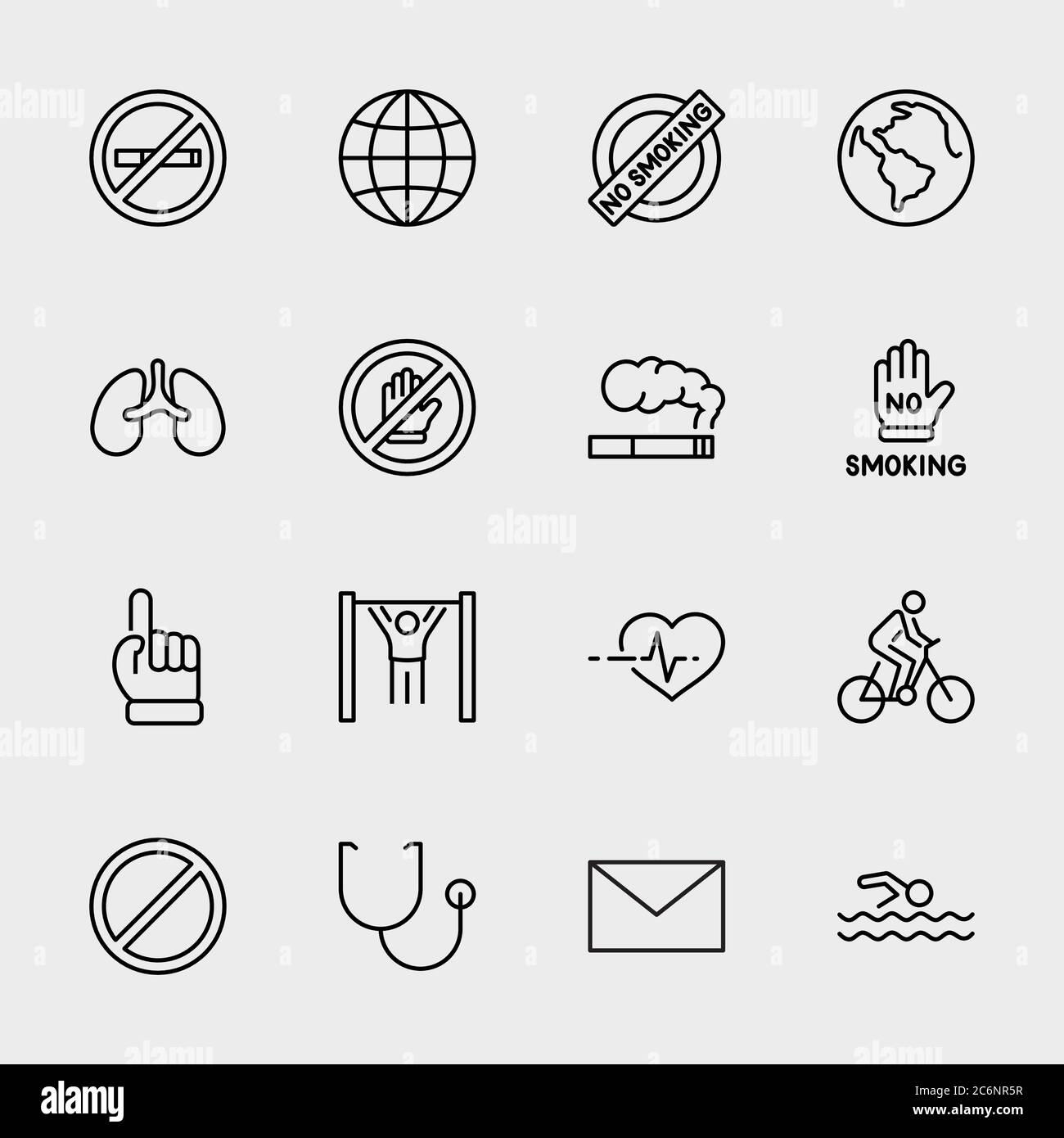 Icônes de la ligne internationale sans tabac. Cigarettes, fumeurs. Contour modifiable Illustration de Vecteur