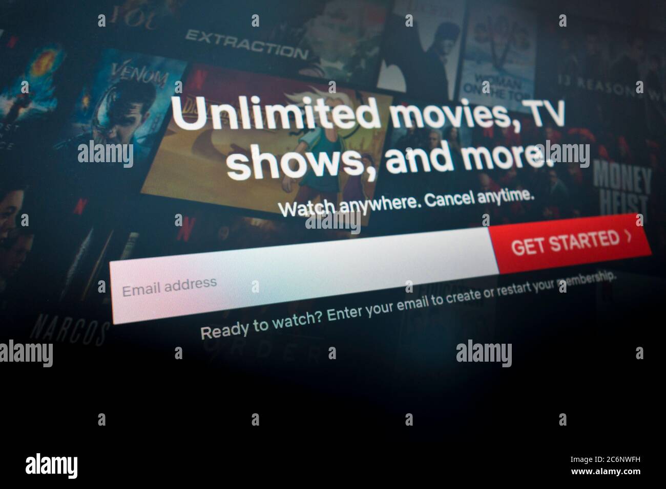 Page d'accueil de Netflix streaming multimédia en ligne Banque D'Images
