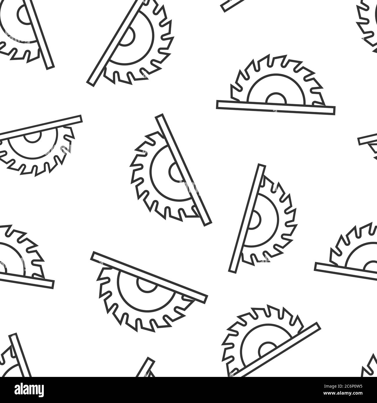 Icône de lame de scie plate. Illustration circulaire de vecteur machine sur fond blanc isolé. Concept commercial de disque rotatif à motif sans couture. Illustration de Vecteur