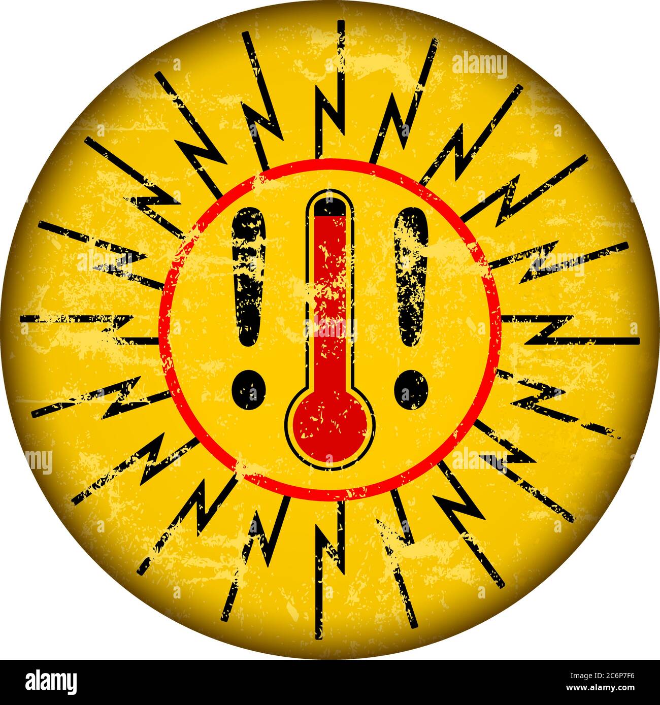 Panneau d'avertissement de chaleur avec thermomètre, illustration du vecteur sytyle grundy Illustration de Vecteur