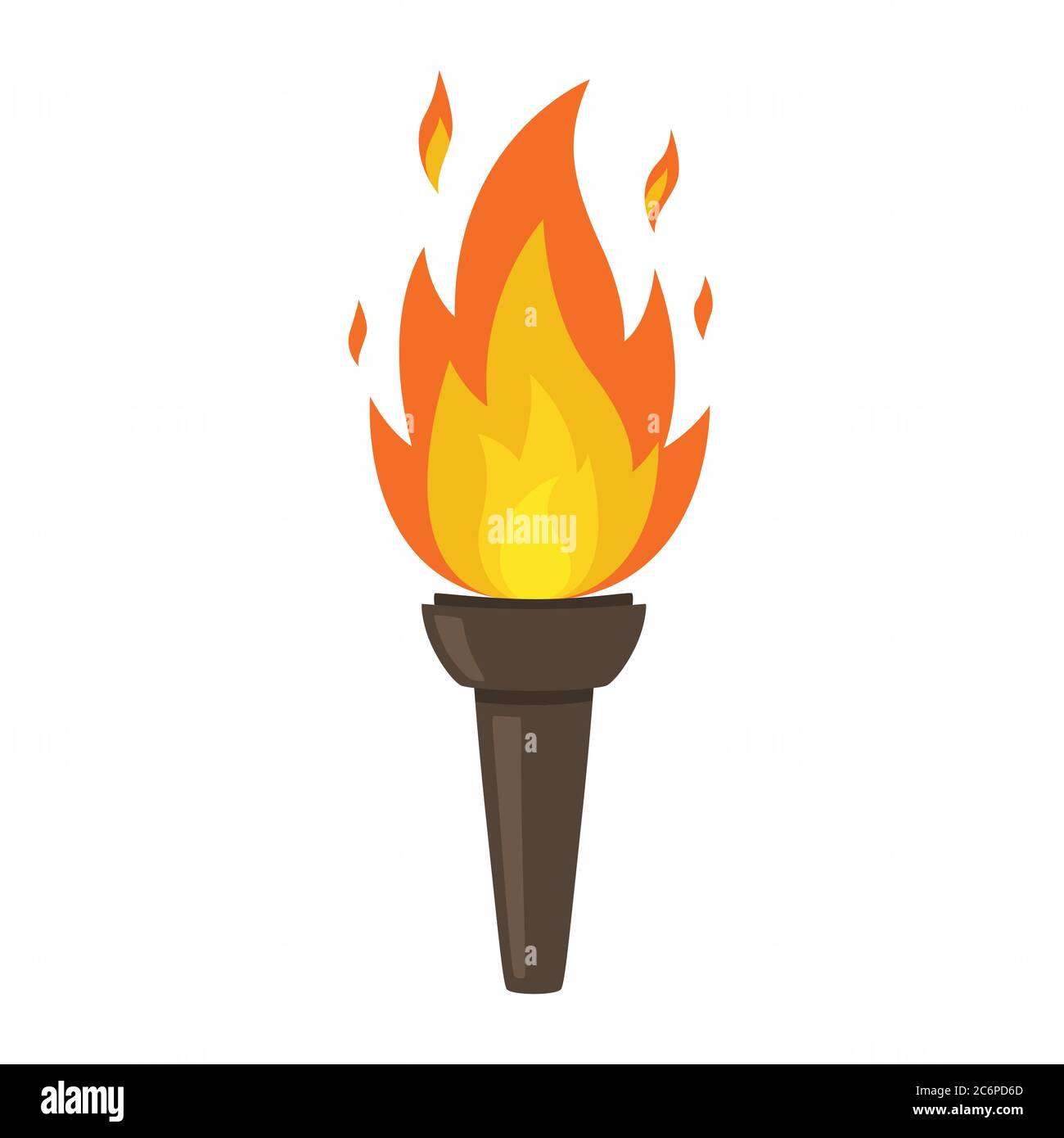 Torche isolée sur fond blanc. Incendie. Symbole des Jeux Olympiques