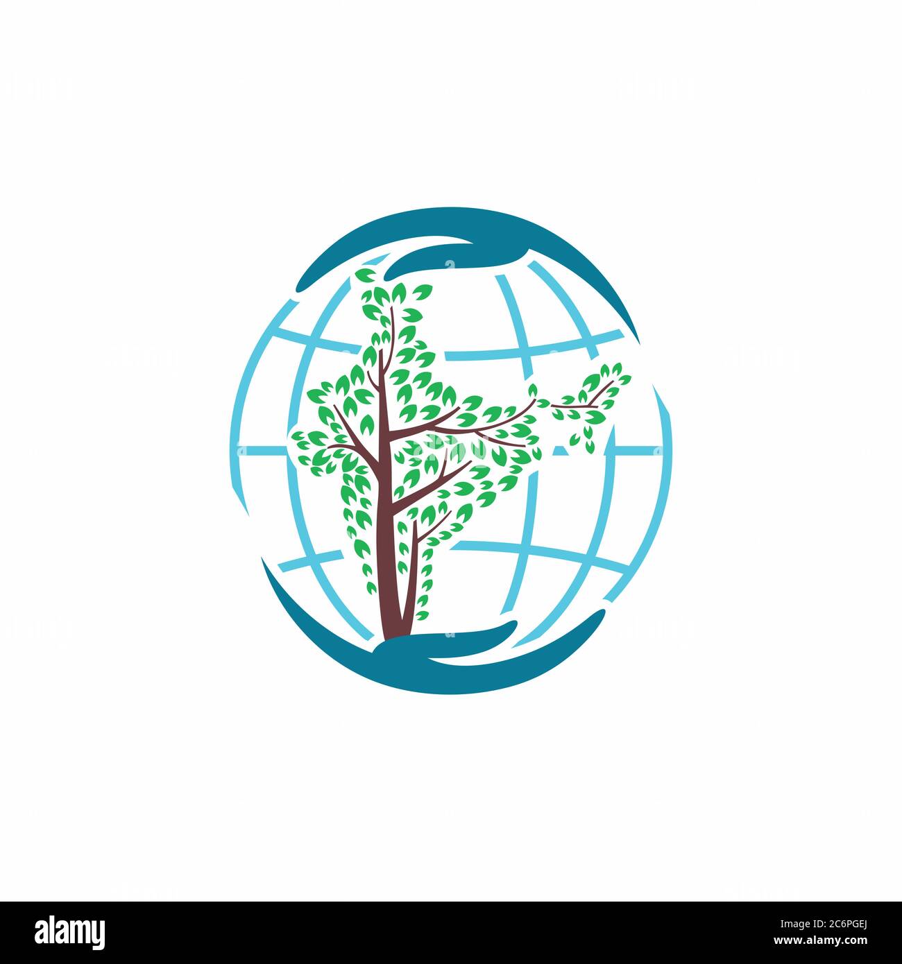 Le monde et l'Inde sauvant deux mains avec l'arbre Illustration de Vecteur