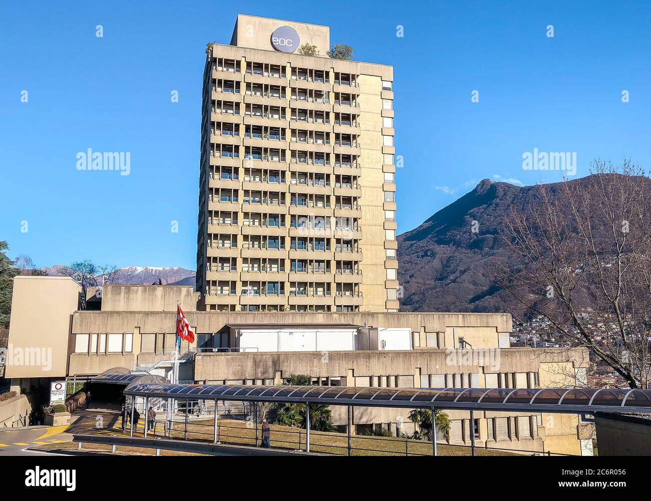 Lugano, Tessin, Suisse - 3 janvier 2019: Vue de l'hôpital civique de Lugano EOC (Ospedale Civico), fait partie de la Société hospitalière cantonale publique Banque D'Images