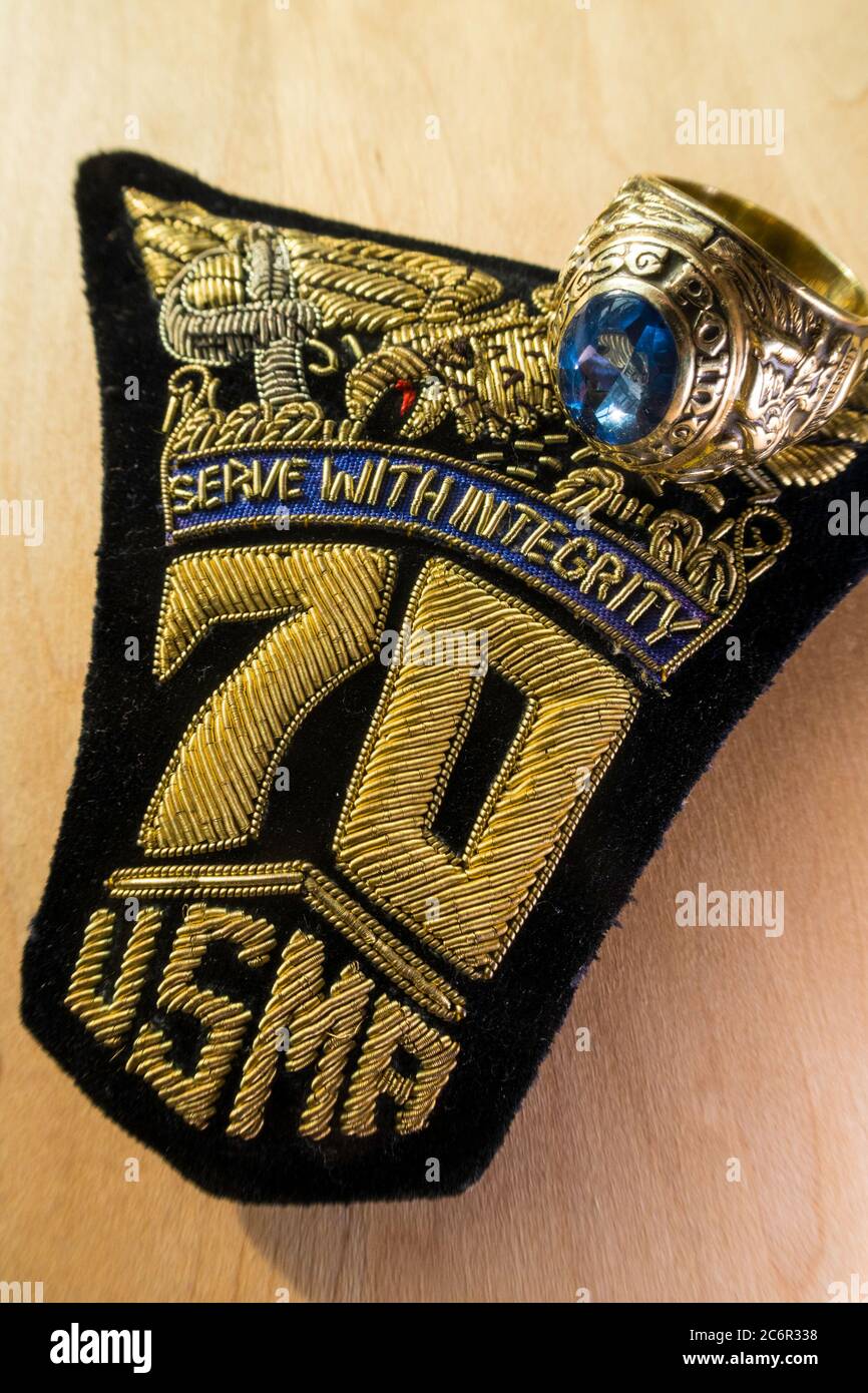 Bague de classe 1970 et blazer patch de l'Académie militaire des États-Unis Banque D'Images