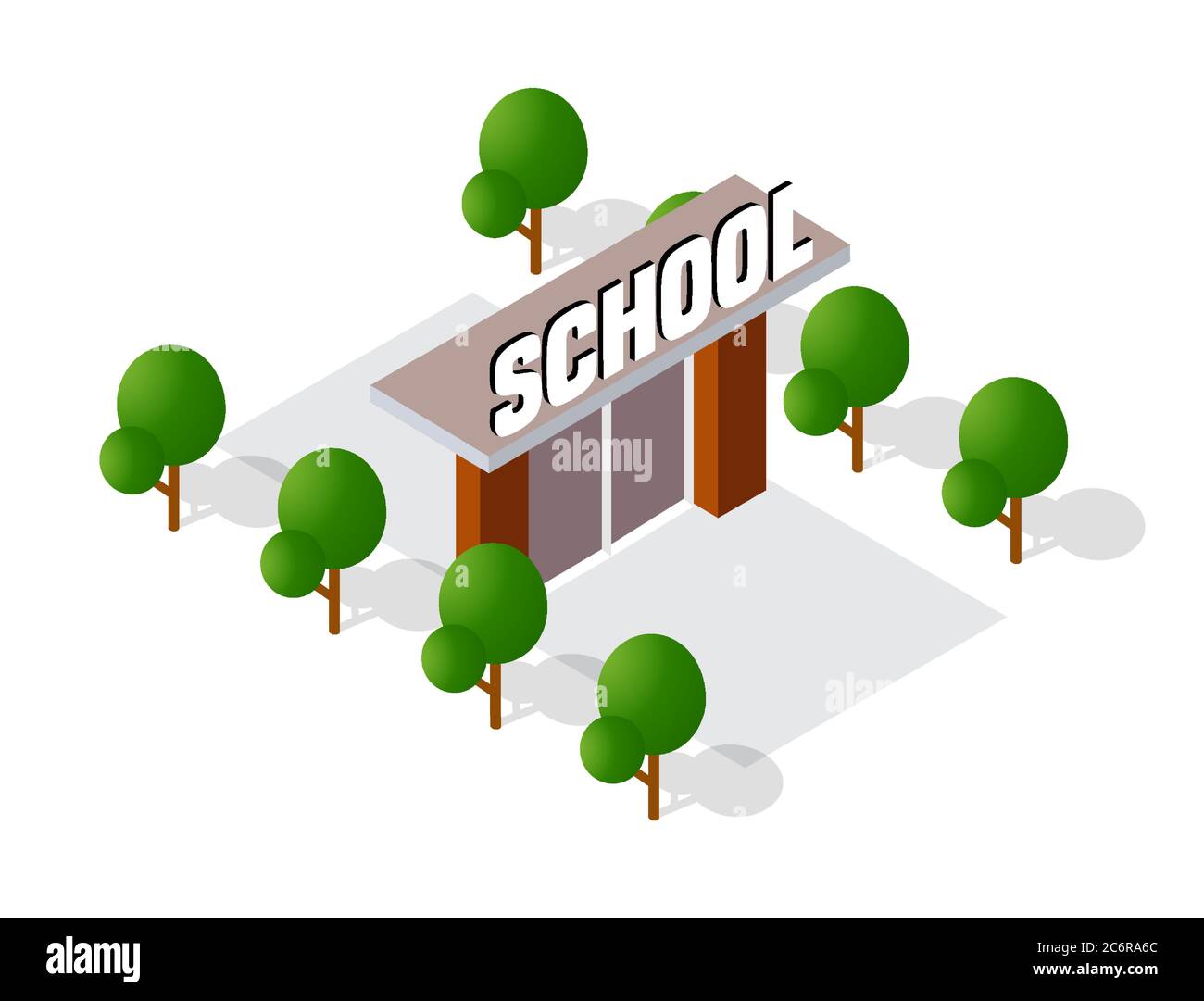 École étude isométrique bâtiment éducation Illustration de Vecteur