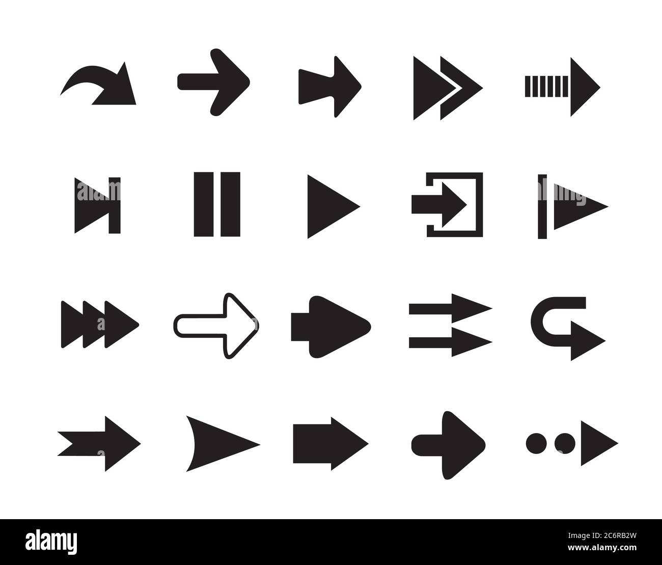 Icônes flèches ensemble de silhouettes Illustration de Vecteur