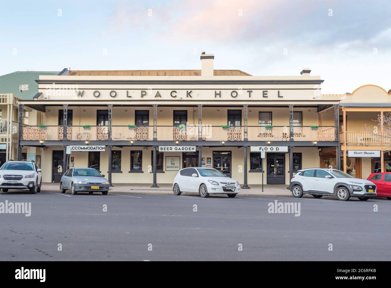 Le Woolpack Hotel (anciennement Club House Hotel) dans Market Street, Mudgee est un post 1850's Gold Rush expansion ère hôtel ou pub Banque D'Images