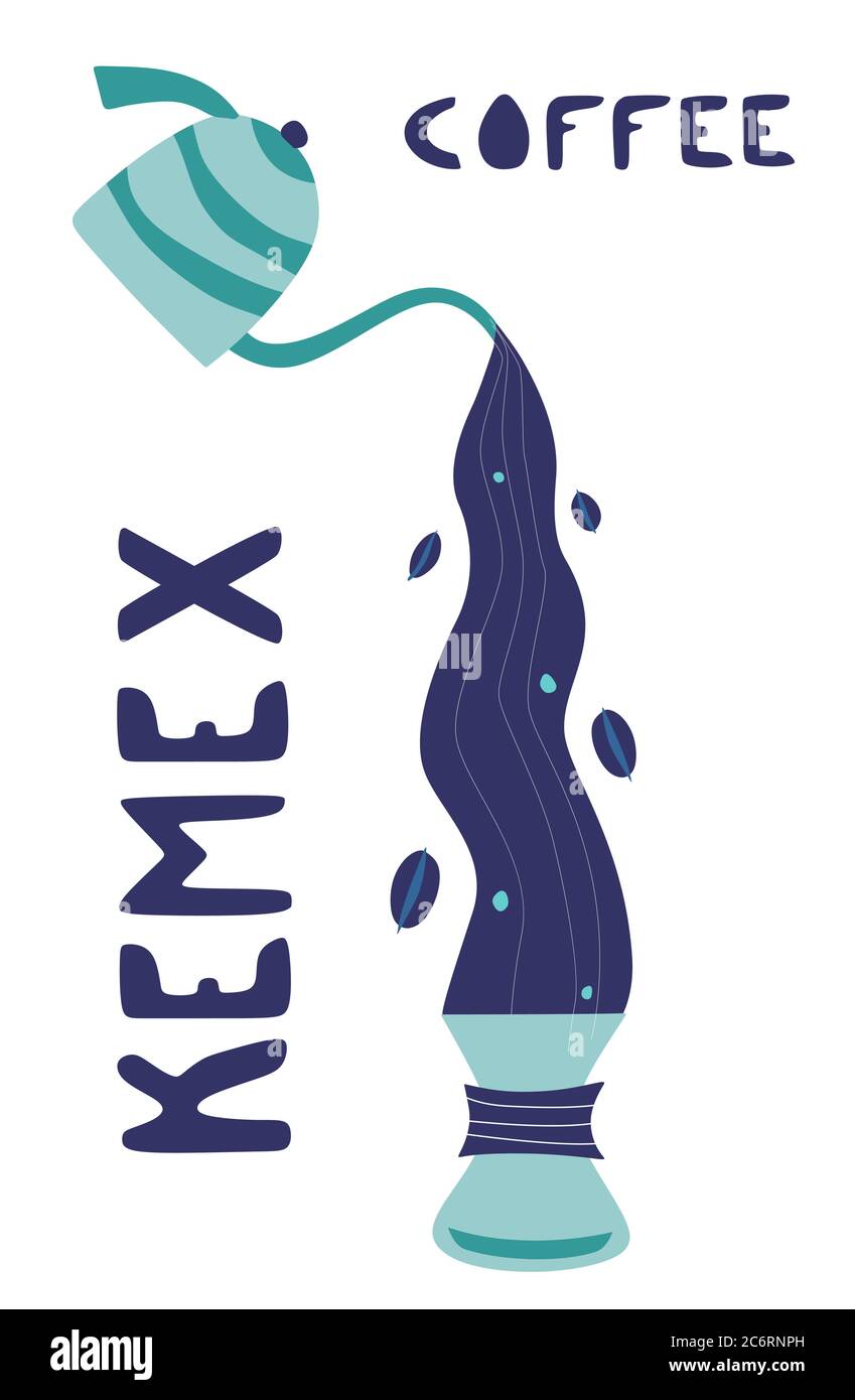 Préparation professionnelle de barista pour le versement des meilleurs grains de café Arabica. Préparation alternative du café. Égouttement du café. Kemex Illustration de Vecteur