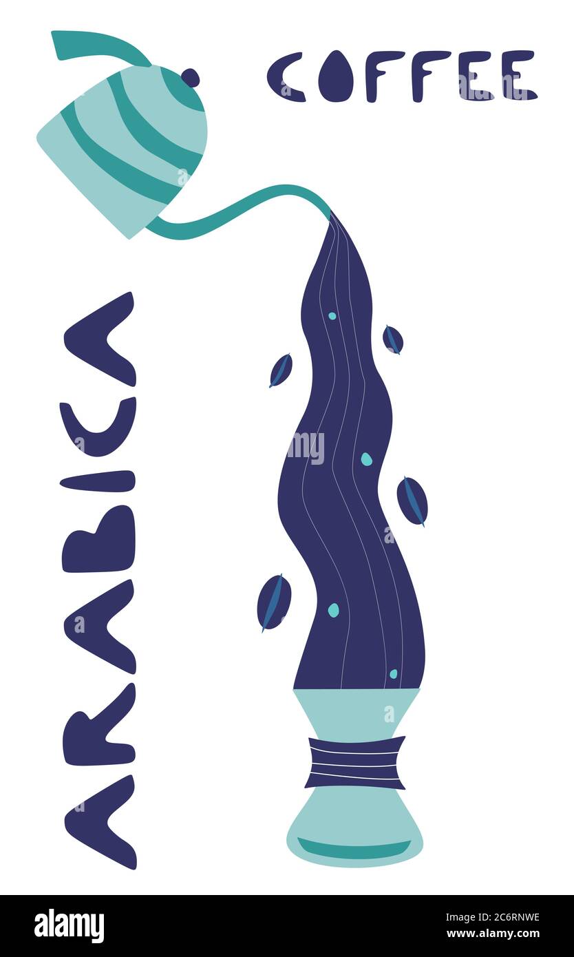 Haricots grillés Arabica. Préparation alternative du café. Égouttement du café. Illustration de Vecteur