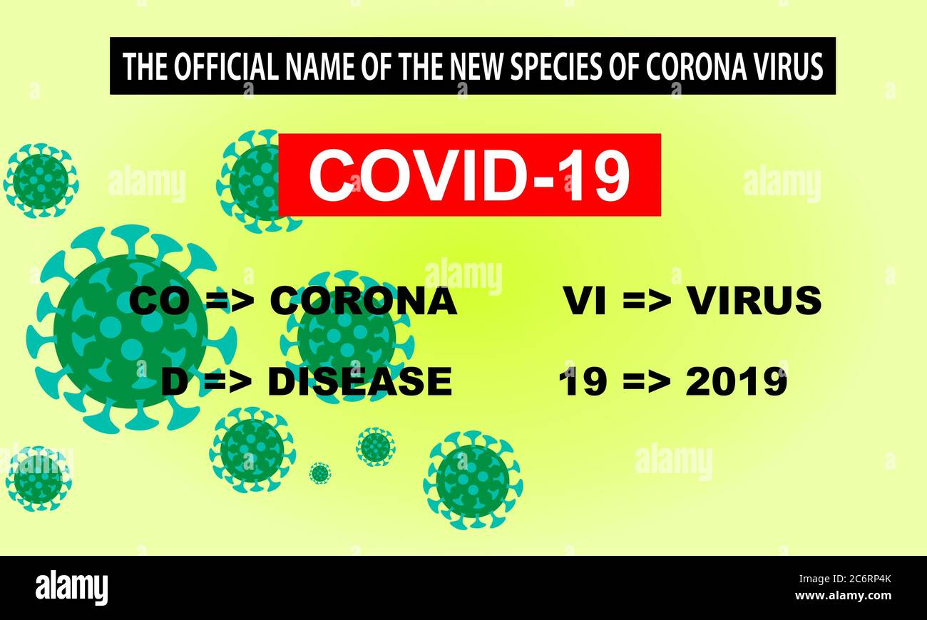 Nom officiel de la nouvelle espèce de coronavirus (COVID-19). Banque D'Images