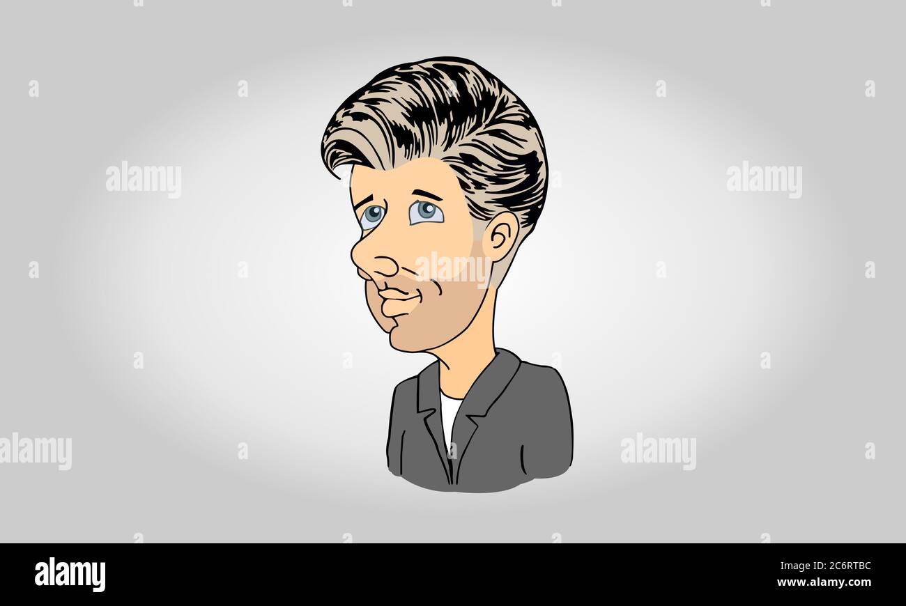 Beau jeune homme d'affaires, coiffure cool, mettre sur un costume, moitié de corps illustration vectorielle. Banque D'Images
