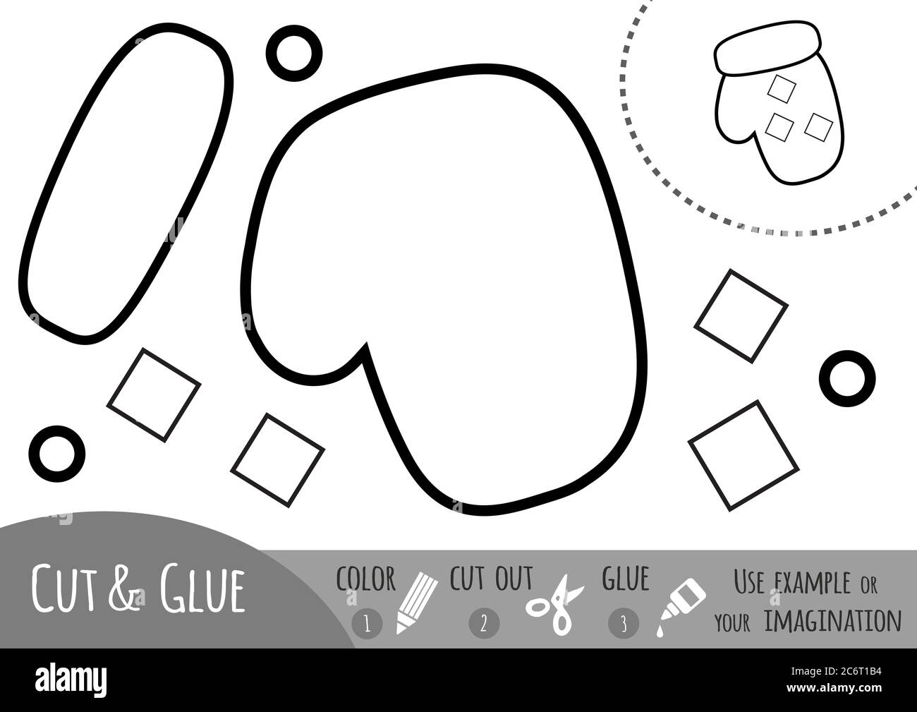 Jeu de papier pour l'éducation pour les enfants, mitten. Utilisez des crayons de couleur, des ciseaux et de la colle pour créer l'image. Illustration de Vecteur