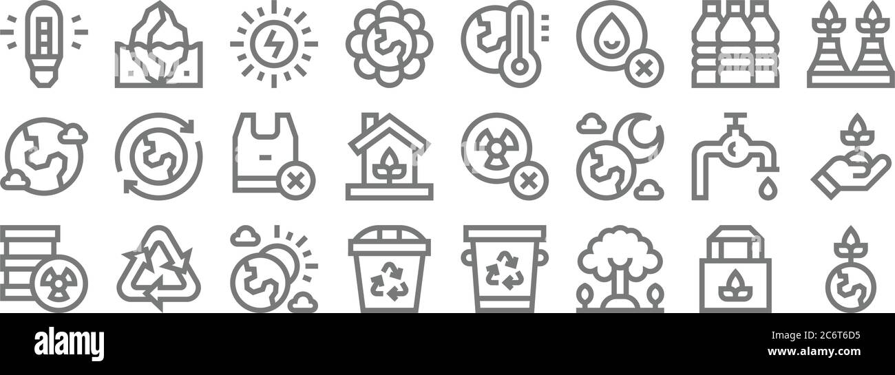 icônes de la ligne de jour de la terre mère. set linéaire. jeu de lignes de vecteur de qualité tel que jour de la terre mère, arbre, corbeille, radioactif, économiser l'eau, pas de sacs en plastique Illustration de Vecteur