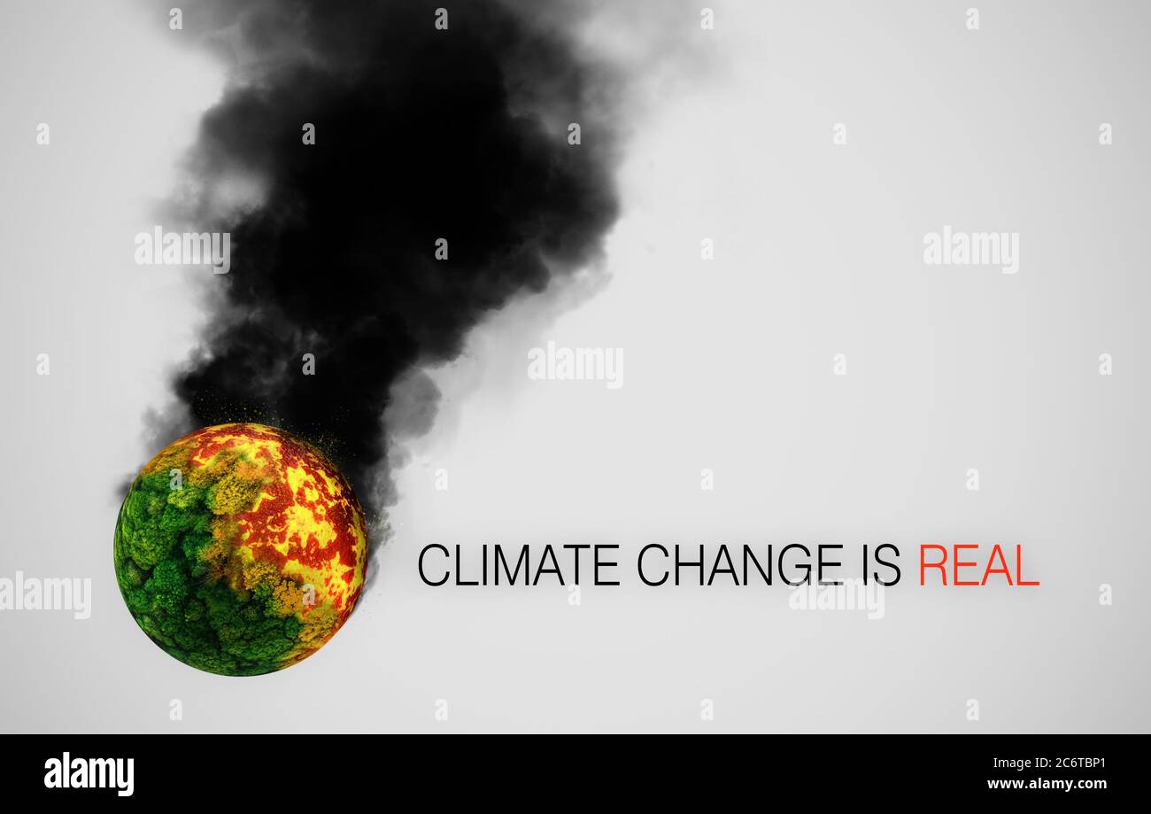 Slogan changement climatique : le changement climatique est réel Banque D'Images