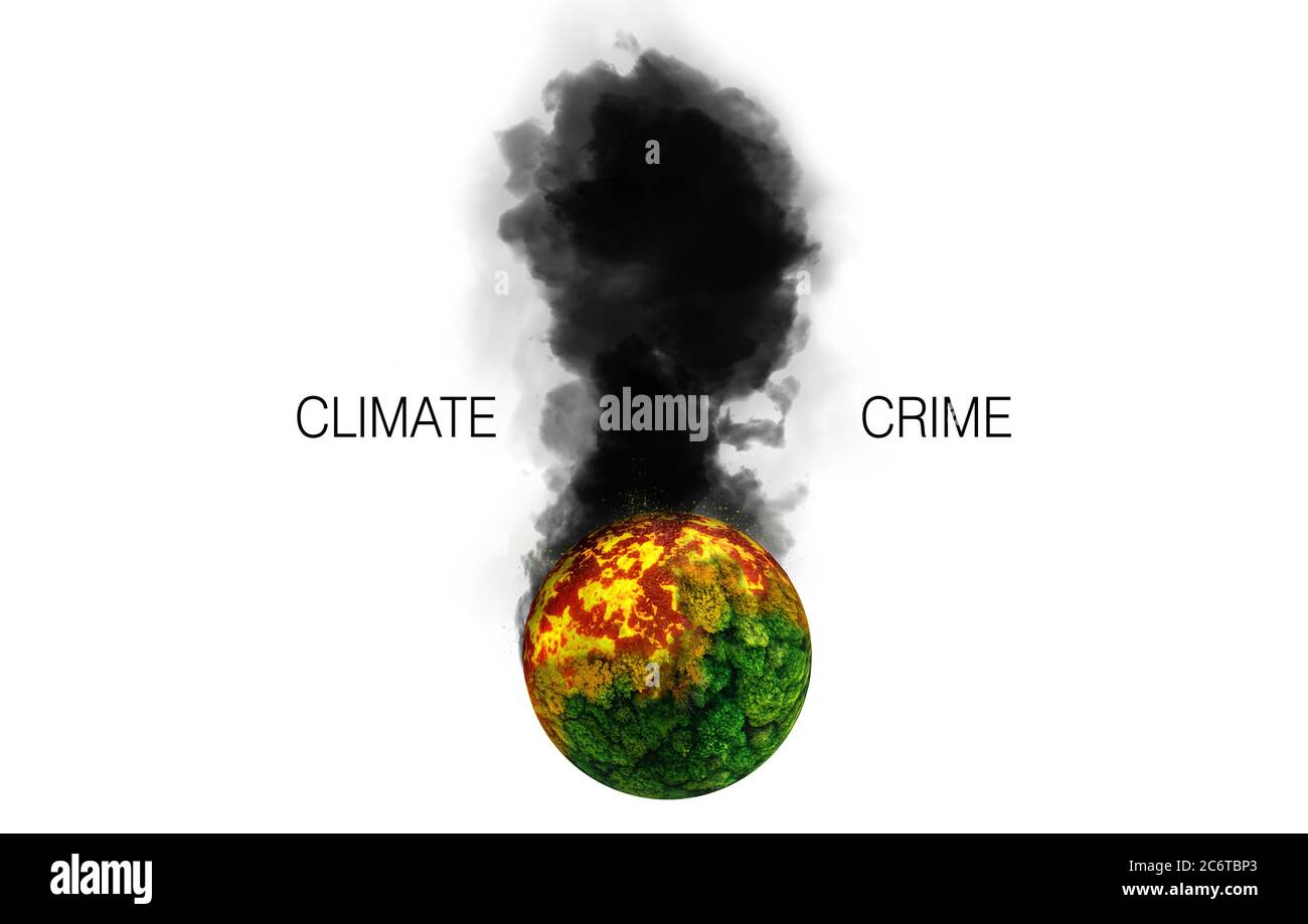 Slogan changement climatique : crime climatique Banque D'Images