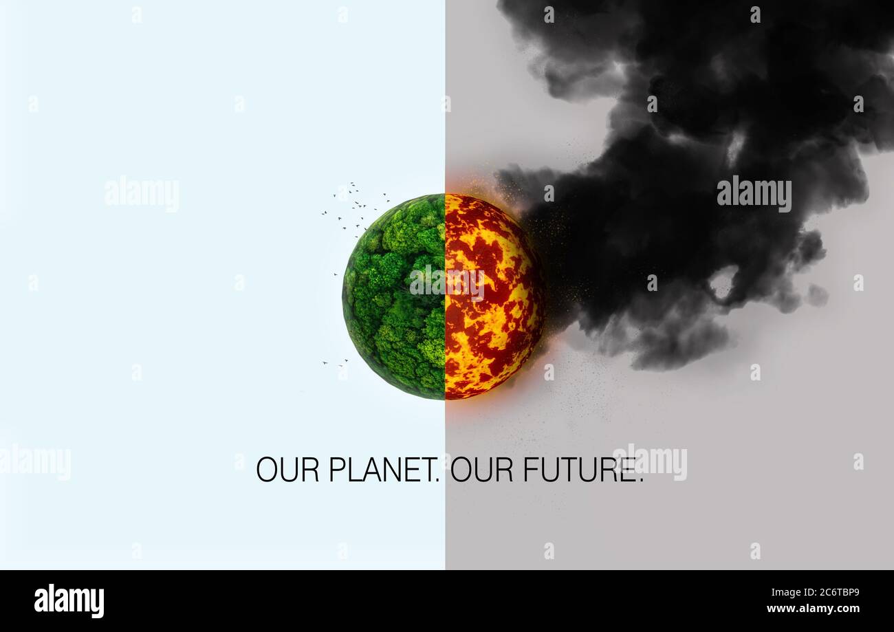 Slogan changement climatique : notre planète, notre avenir. Banque D'Images