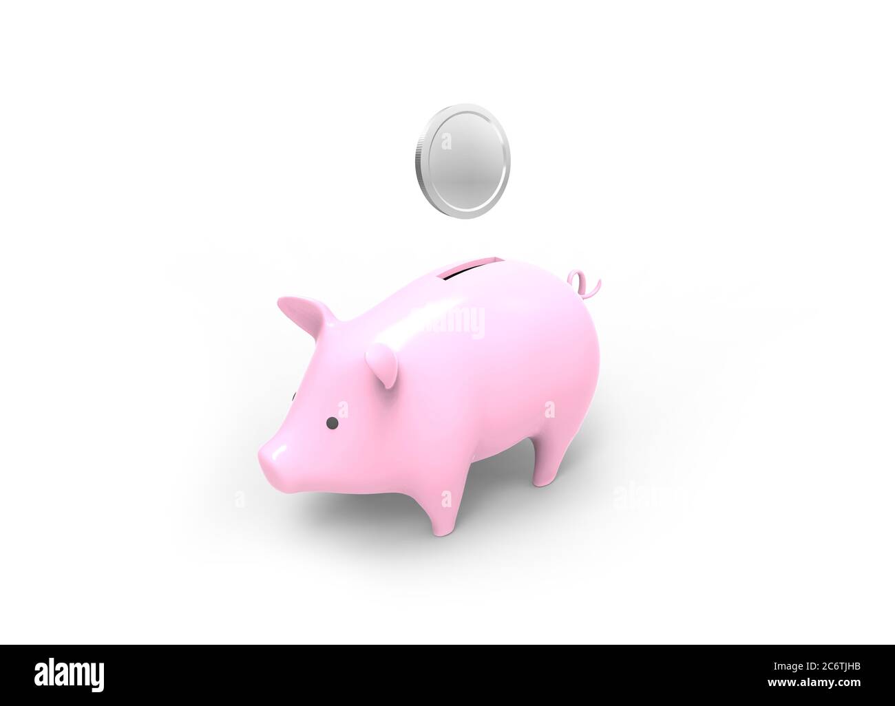 Image 3D des économies réalisées grâce à la pièce d'argent Banque D'Images