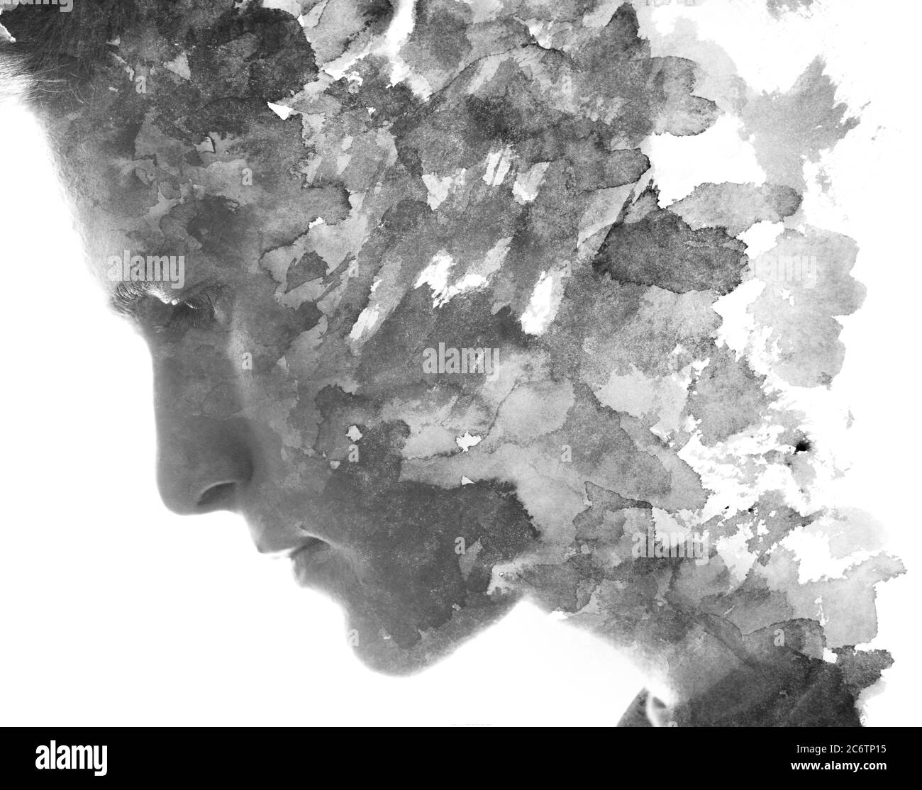 Paintographie. Un portrait combiné à une peinture Banque D'Images